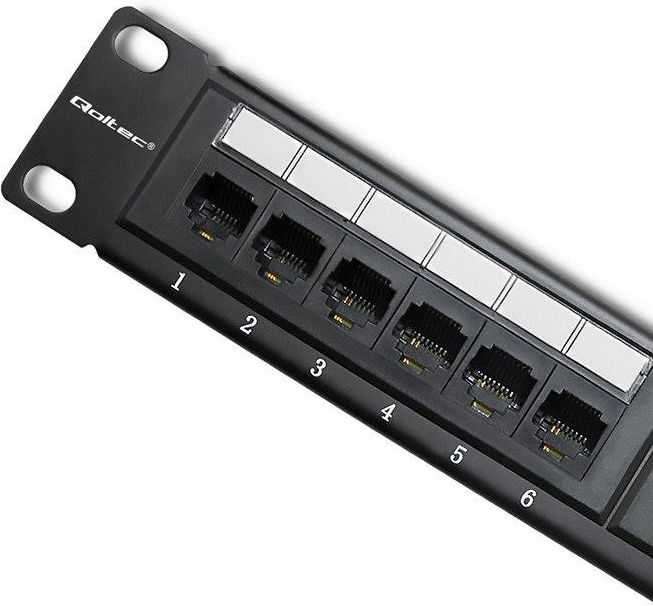Qoltec Patch panel RACK 24 porty kat.5E UTP Czarny (54475) - zdjęcie 1 Qoltec Patch panel RACK 24 porty kat.5E UTP Czarny (54475)