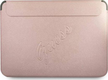 Guess Torba Guess Sleeve GUCS13PUSASPI 13 cali różowy/pink Saffiano Script