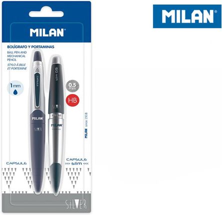 Zestaw Milan długopis z ołówkiem mechanicznym capsule silver slim na blistrze