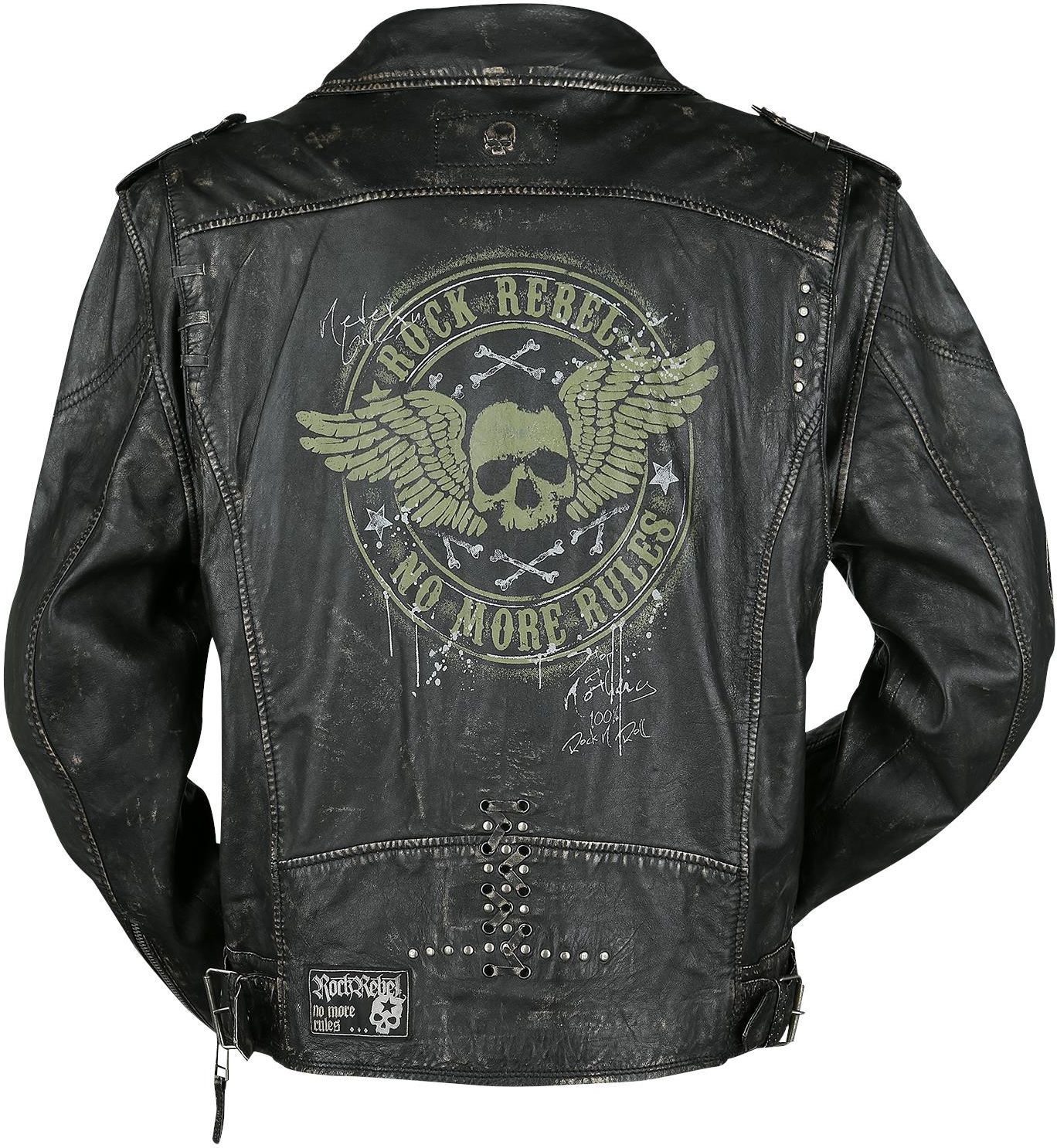 Rock Rebel by EMP Dunkelgraue Lederjacke im Biker-Look Kurtka