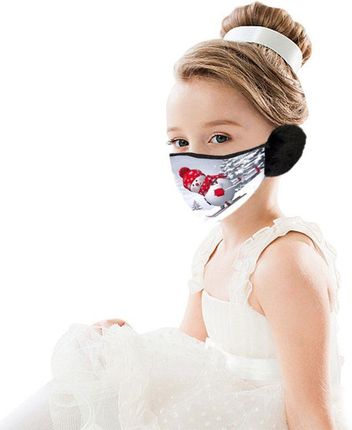 Świąteczna Maska Maseczka Na Twarz Dla Dzieci Z Nausznikami Bałwan Ii
