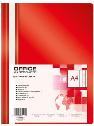 Office Products Skoroszyt Products Pp A4 Miękki 100/170Mikr. Czerwony 25 Szt