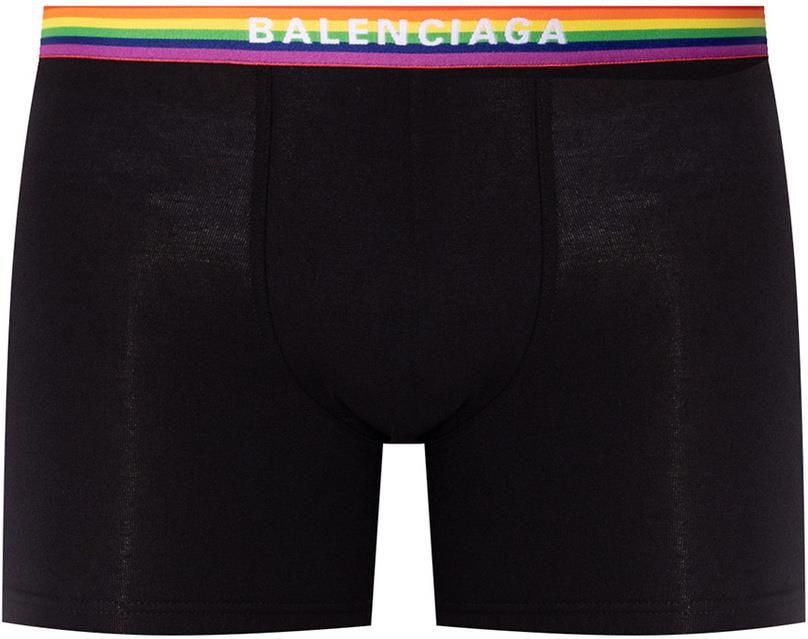 BALENCIAGA Logo Boxer Brief ブラック Balenciaga Men's Logo Boxer Briefs in Black/Black Balenciaga