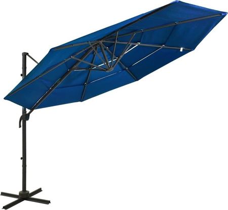 Vidaxl 4-Poziomowy Parasol Na Aluminiowym Słupku Lazurowy 3X3m