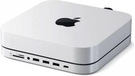 Satechi Podstawka-Hub do Mac Mini - 3 x USB 3.0, USB-C, audio jack, micro/SD + kieszeń na dysk SSD M.2 SATA - Srebrny (ST-MMSHS)