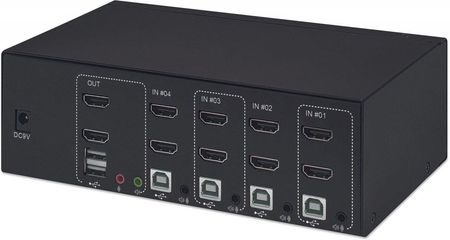 Manhattan Przełącznik KVM 4/1 HDMI, USB, 4K 30Hz (153539)