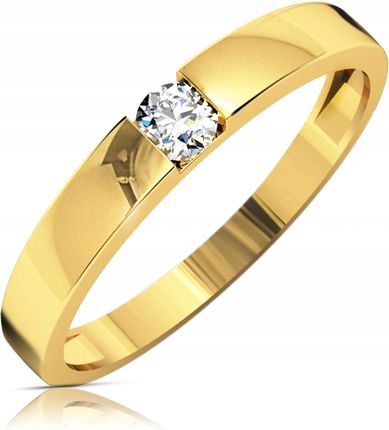 Złoty Pierścionek Zaręczynowy 585 14K Cyrkonia r26