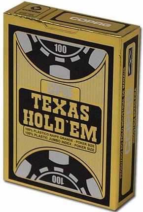 Copag Karty Texas Holdem Gold Jumbo Index Poker Size 100% Plastic Kolor Czarny