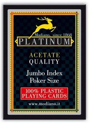 Modiano Karty Platinum Jumbo Index Poker Size Octan Celulozy Kolor Czerwony