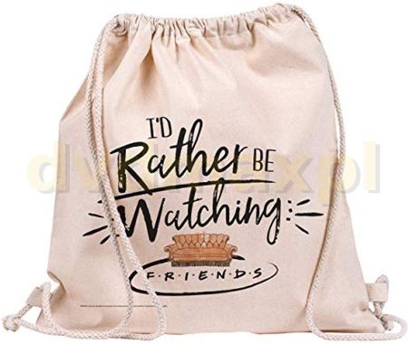 Friends Rather Be Watching Cotton Drawstring Bag (Przyjaciele)
