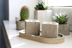 Świeczniki z podstawką z betonu - Komplet - Świece i świeczniki handmade