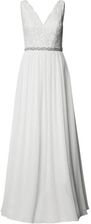 Suknia ślubna z ozdobnymi kamieniami i kwiatową koronką - zdjęcie 1