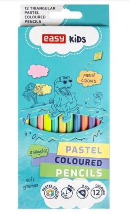 Easy Stationery Kredki Trójkątne Pastelowe 12 Kolorów