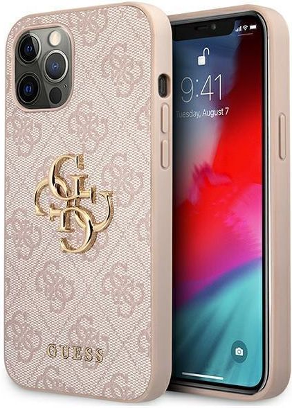 Guess Cover Per IPhone 12 Pro Max - Logo Metallico Grande - Rosa - Design Alla Moda - 6.7 Pollici - Foto 4