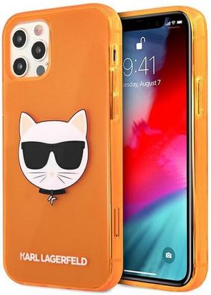 Obudowa dla telefonów komórkowych Karl Lagerfeld Choupette Head na Apple iPhone 12/12 Pro (KLHCP12MCHTRO) Pomarańczowy