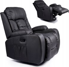 Mebel Elite Fotel Rozkładany Z Funkcją Masażu Box Czarny - Fotele