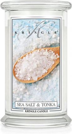 Kringle Candle Sea Salt & Tonka Duża Świeca Zapachowa Dwuknotowa 623g 12620