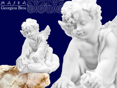 MASKA Aniołek na chmurce - alabaster grecki (395-0575)