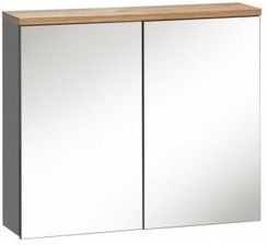 Domotechnika Szafka Z Lustrem Bali Grey 80cm Soft Close Grafit / Dąb 11314