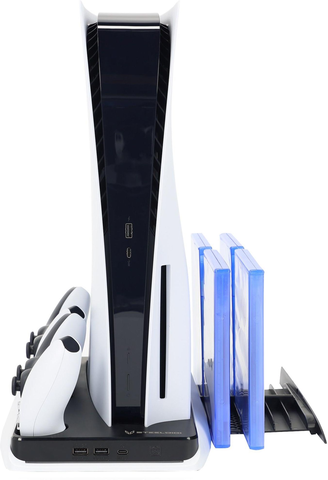 Stacja multifunkcyjna do konsoli PS5 SteelDigi AZURE CROW biała - zdjęcie 3 Stacja multifunkcyjna do konsoli PS5 SteelDigi AZURE CROW biała