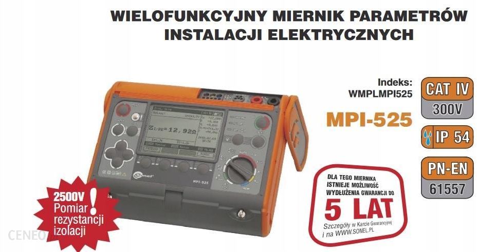 Sonel Wielofunkcyjny Miernik parametrów instalacji elektrycznej MPI-525 WMPLMPI525 WMPLMPI525
