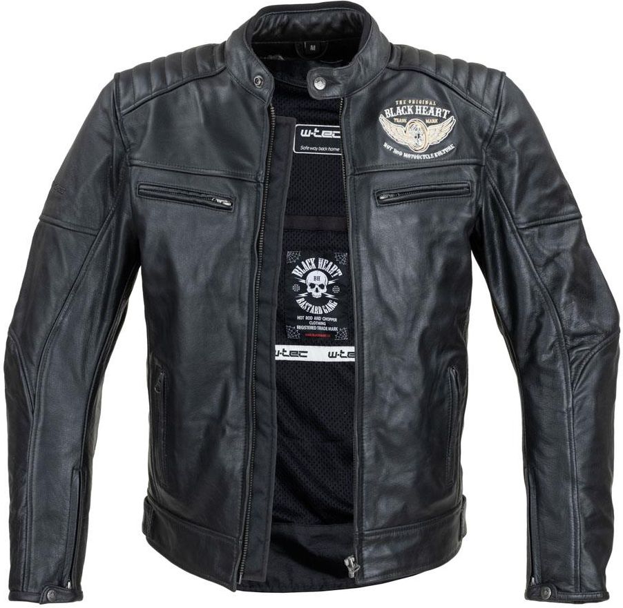 W Tec Męska Skórzana Kurtka Motocyklowa Black Heart Wings Leather Jacket  Czarny  L 22846L