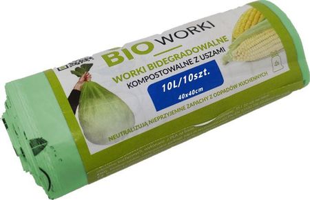 Biodegradowalne Worki Na Śmieci Z Uszami 10L 10Szt. Zielone