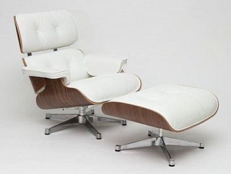 D2 Design Fotel Vip Z Podnóżkiem Biały/Walnut/ Srebrna Baza 8696098