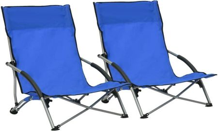 Shumee Składane Krzesła Plażowe 2 Szt Niebieskie Obite Tkaniną
