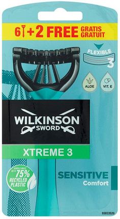 Wilkinson Sword Xtreme3 Sensitive Jednorazowa Maszynka Do Golenia Dla Mężczyzn 8 Sztuk