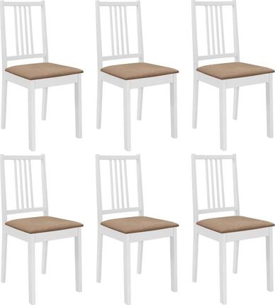 Vidaxl Krzesła Z Poduszkami 6 Szt. Białe Lite Drewno 6563077