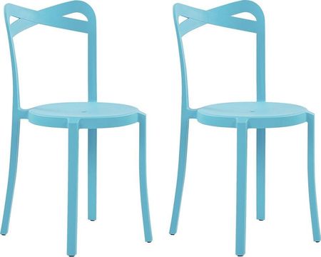 Beliani Minimalistyczny zestaw 2 krzeseł do ogrodu jadalniane plastik niebieskie Camogli