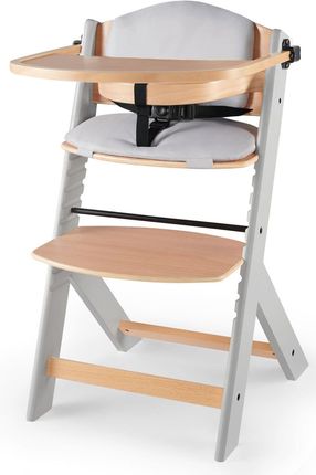 Kinderkraft Krzesełko do karmienia z poduszką ENOCK szaro-drewniane