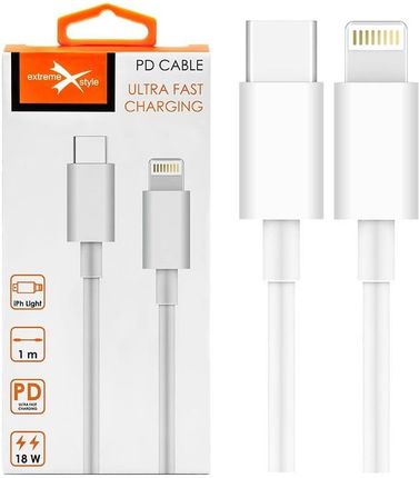 Kabel USB typ-C iPhone Lightning eXtreme 1m biały