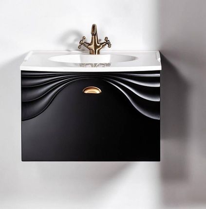 Szafka umywalkowa czarna 60 cm ze uchwytem złotym mat Sanitti Asso