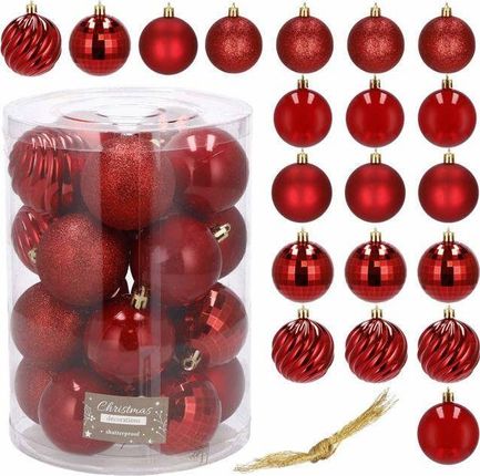 Springos Bombki choinkowe 20 szt. ozdoby świąteczne zestaw 6cm czerwony UNIWERSALNY