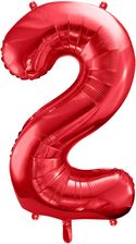 Zdjęcie Party Deco Balon Foliowy Cyfra 2 Czerwona 86Cm 1Szt - Brzeziny