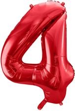 Zdjęcie Party Deco Balon Foliowy Cyfra 4 Czerwona 86Cm 1Szt - Brzeziny