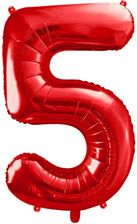 Zdjęcie Party Deco Balon Foliowy Cyfra 5 Czerwona 86Cm 1Szt - Górzno
