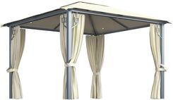 Altana Z Zasłonami I Lampkami 300X300cm Kremowa Aluminium