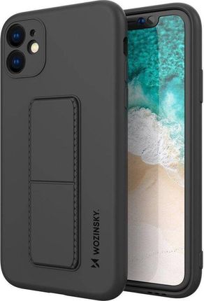 Wozinsky Kickstand Case elastyczne silikonowe etui z podstawką Samsung Galaxy A32 5G czarny