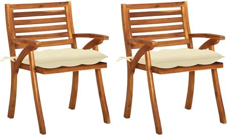 Krzesła Ogrodowe Z Poduszkami 2Szt. Lite Drewno Akacjowe