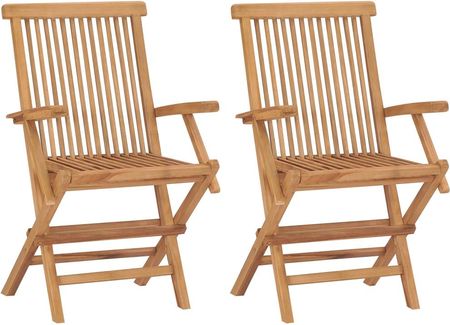 Składane Krzesła Ogrodowe 2Szt. Lite Drewno Tekowe