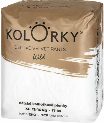 Kolorky Deluxe Velvet Pants Ekologiczna Pieluszka Jednorazowa Wild XL 12-16Kg 17Szt.