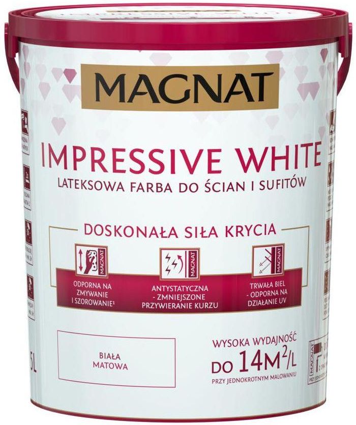 Farba Magnat Impressive white Biały 5 l Opinie i ceny na Ceneo.pl