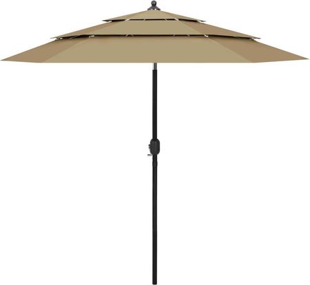 Lumarko 3-Poziomowy Parasol Na Aluminiowym Słupku Taupe 2,5m