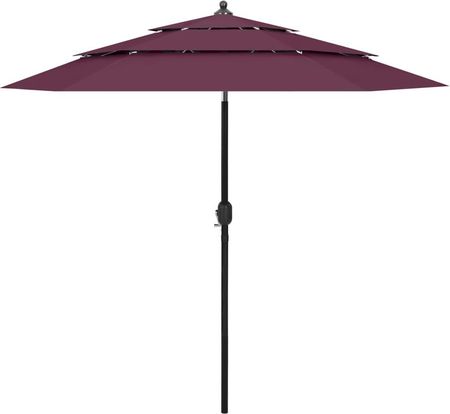 Lumarko 3-Poziomowy Parasol Na Aluminiowym Słupku Bordowy 2,5m