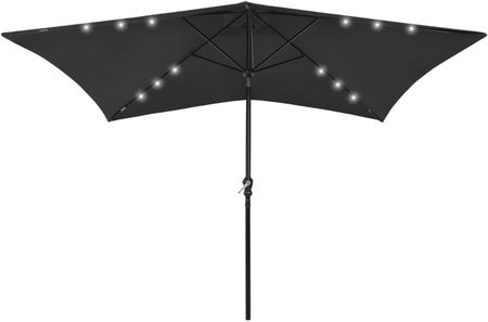 Lumarko Parasol Z Lampkami Led Na Stalowym Słupku Czarny 2X3m