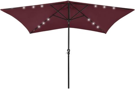 Lumarko Parasol Z Lampkami Led Na Stalowym Słupku Bordo 2X3m