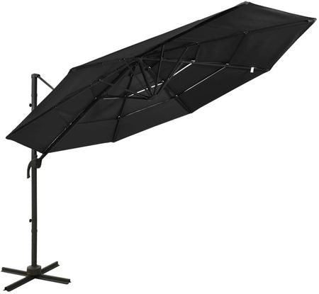 Lumarko 4-Poziomowy Parasol Na Aluminiowym Słupku Czarny 3X3m